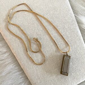 Vintage Gold Tone mini Harmonica Pendant Necklace on long Gold Plated Chain